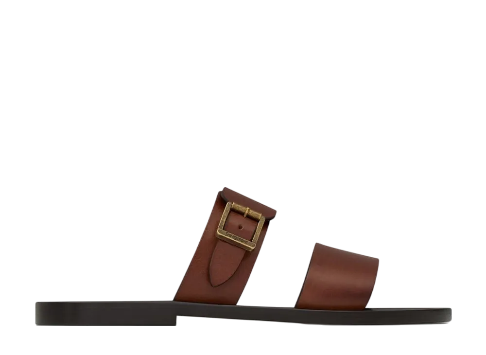 サンローラン ウィメンズ イオス スライド スムースレザー "コニャック"