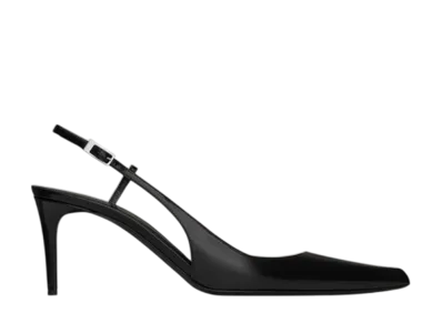 Saint Laurent Women's Vendome Slingback Pumps Glazed Leather "Black"