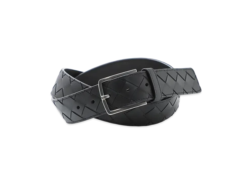 Bottega Veneta Belt In Intrecciato VN "Black Silver"