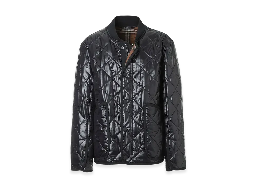 Burberry Diamond Quilted Nylon Bomber Jacket "Black"