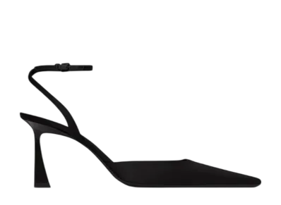 サンローラン ウィメンズ エメ スリングバックパンプス サテンクレープ "ブラック"