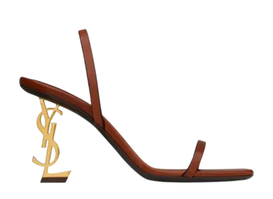 Saint Laurent Women's Opyum Slingback Sandals Vegetable Tanned Leather "Caramel"