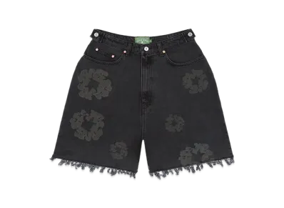 DENIM TEARS Black Mono Cotton Wreath Denim Shorts "Black"