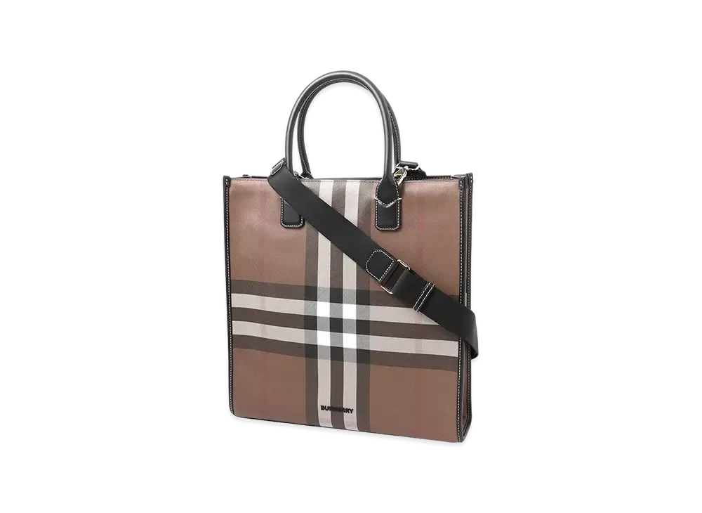 Burberry Exaggerated Check Slim Vertical Denny Tote "Dark Birch Brown"