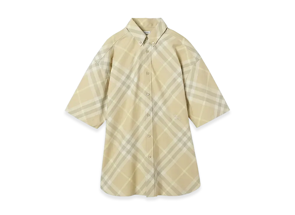 Burberry Check Cotton Shirt Short Sleeve "Flaxcheck"