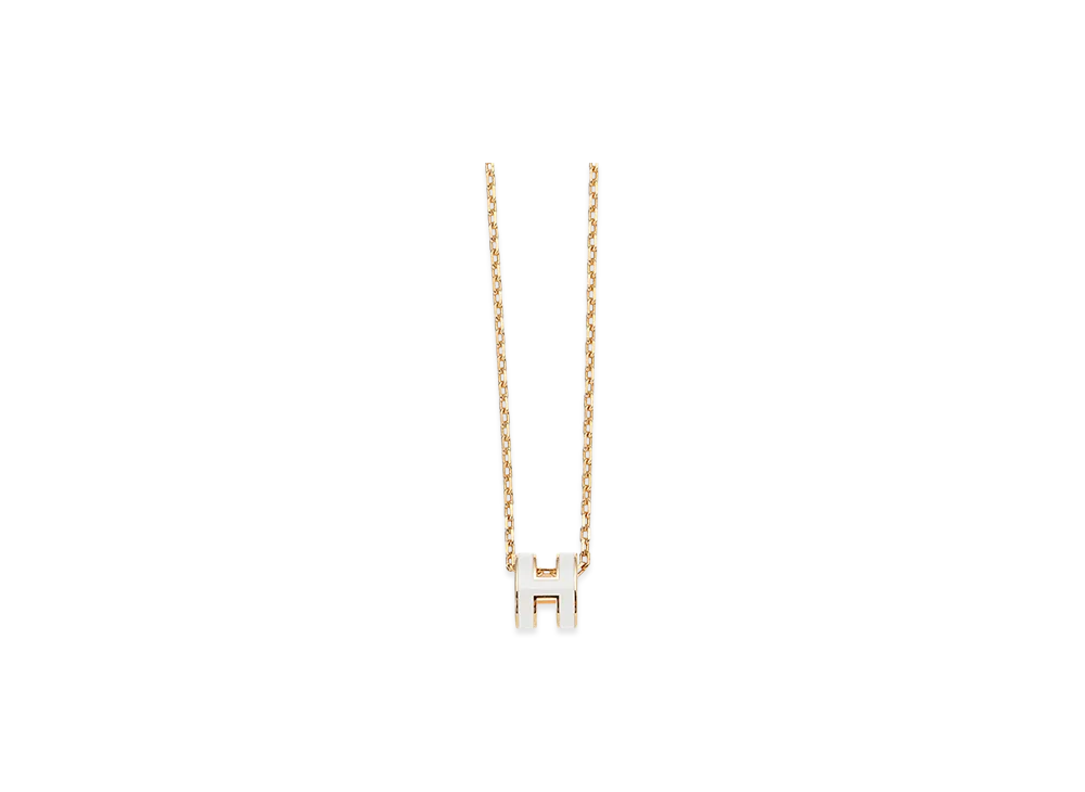 Hermes Mini Pop H Pendant "White/Gold"