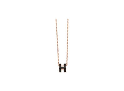 Hermes Mini Pop H Pendant "Black/Pinkgold"