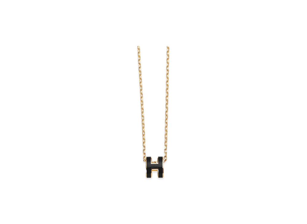 Hermes Mini Pop H Pendant "Black/Gold"