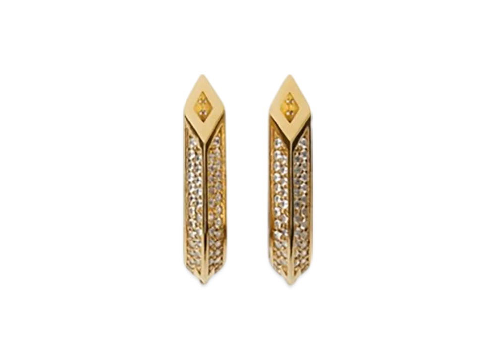 Burberry Hollow Spike Pave Earrings "Gold/Clear"