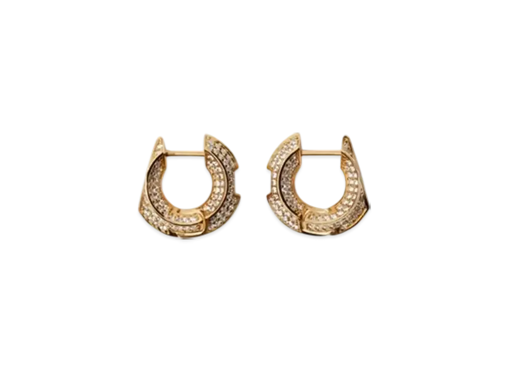 Burberry Hollow Pave Hoop Earrings "Gold/Clear"