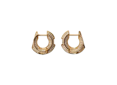 Burberry Hollow Pave Hoop Earrings "Gold/Clear"