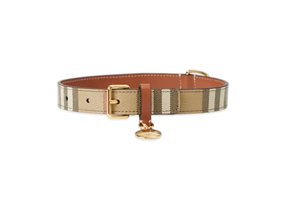 Burberry Medium Check Dog Collar "Archive Beige/Briar Brown"