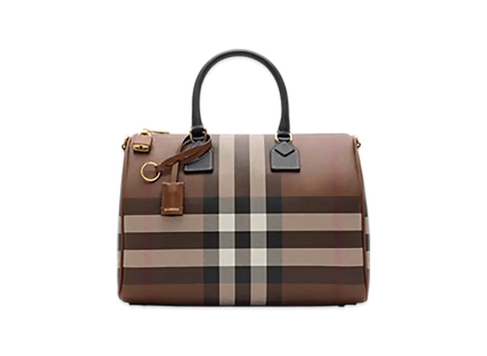 Burberry Medium Check Bowling Bag "Dark Birch Brown"