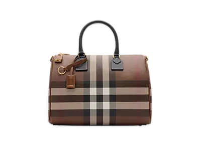 Burberry Medium Check Bowling Bag "Dark Birch Brown"