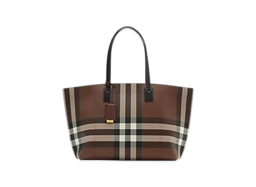 Burberry Medium Check Tote "Dark Birch Brown"