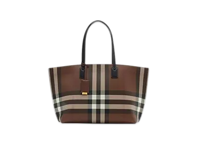 Burberry Medium Check Tote "Dark Birch Brown"