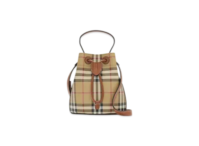 Burberry Mini Check Bucket Bag "Archive Beige/Briar Brown"