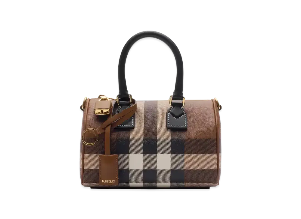 Burberry Mini Check Bowling Bag "Dark Birch Brown"