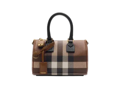 Burberry Mini Check Bowling Bag "Dark Birch Brown"