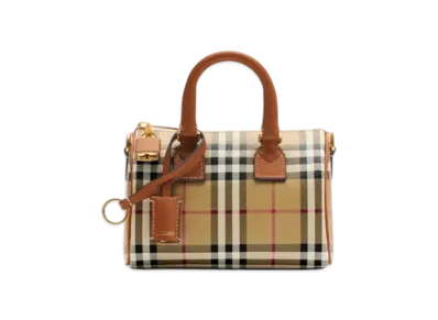Burberry Mini Check Bowling Bag "Archive Beige/Briar Brown"
