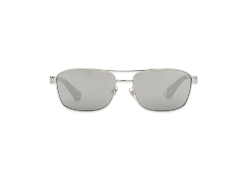 Burberry Metal Shield Rectangular Sunglasses "Silver"