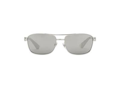 Burberry Metal Shield Rectangular Sunglasses "Silver"