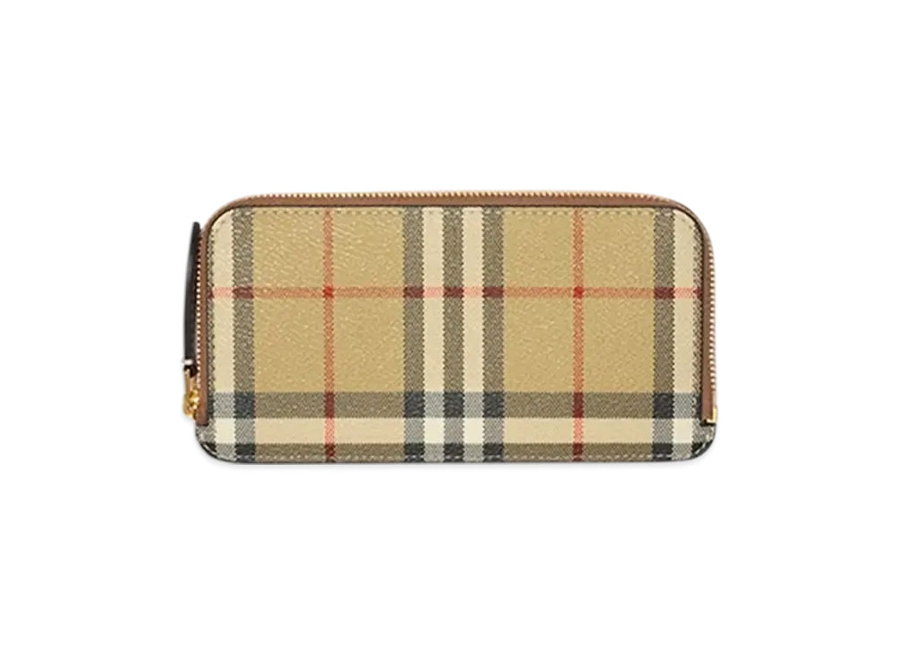 Burberry Large Check Zip Card Case "Archive Beige/Briar Brown"