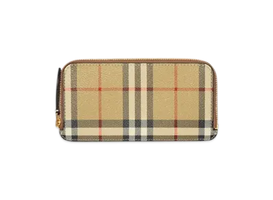 Burberry Large Check Zip Card Case "Archive Beige/Briar Brown"