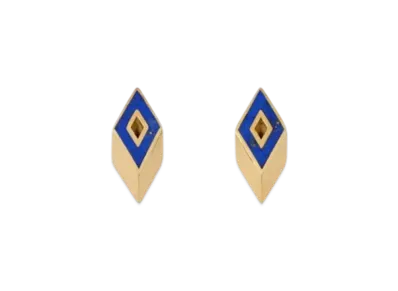 Burberry Lapis Hollow Stud Earrings "Gold/Blue"