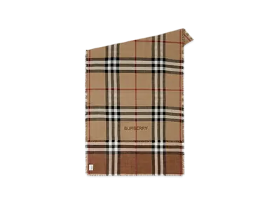 Burberry Reversible Check Wool Silk Scarf "Archive Beige"
