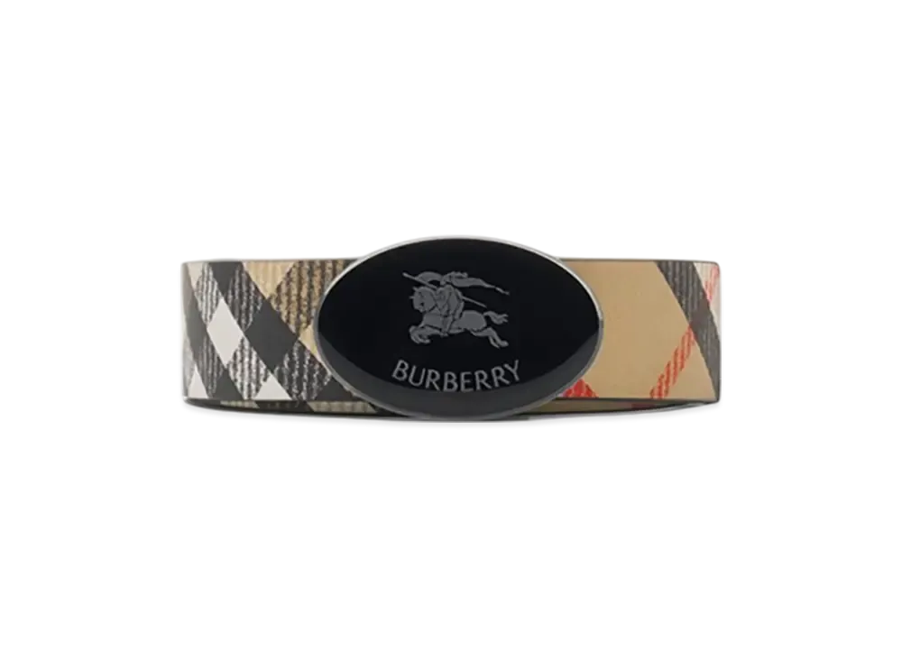 Burberry Reversible Check Oval Night Stamp Belt "Sand/Black"