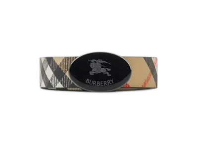 Burberry Reversible Check Oval Night Stamp Belt "Sand/Black"