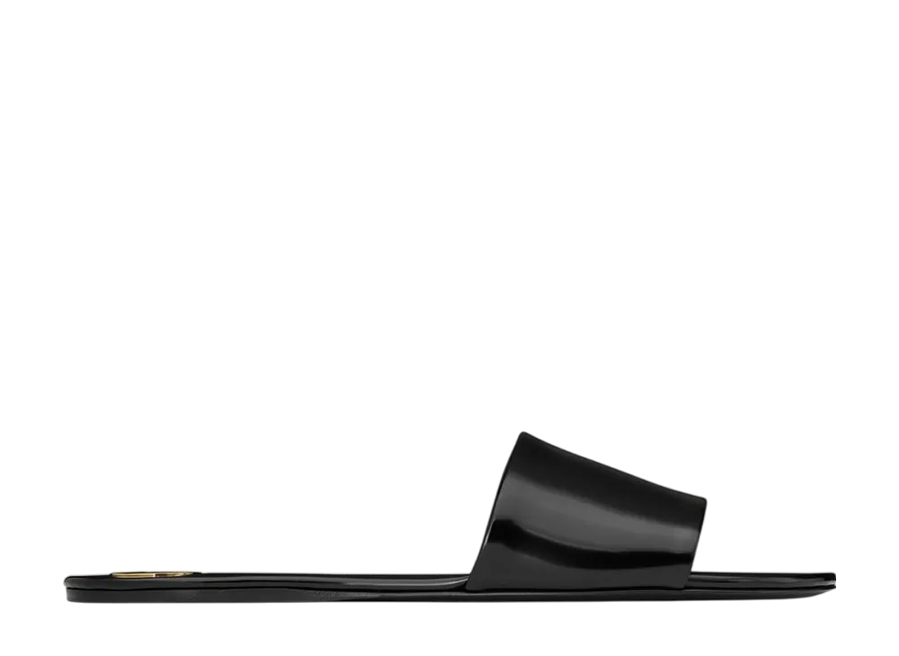 サンローラン ウィメンズ カーライル スライド グレーズドレザー "ブラック"