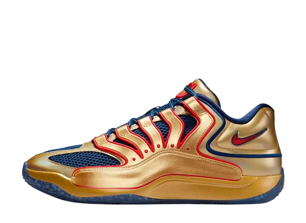 ナイキ KD18 "メタリックゴールド/ユニバーシティレッド"