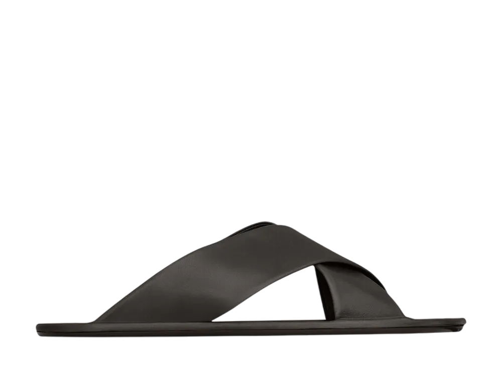 サンローラン ウィメンズ カーライル スライド スムースレザー "イーグルブラウン"