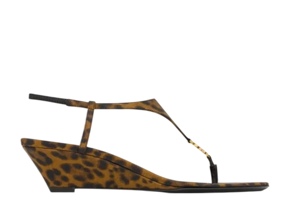 サンローラン ウィメンズ カサンドラ ウェッジサンダル レオパードグログラン "マントナトゥラーレ"
