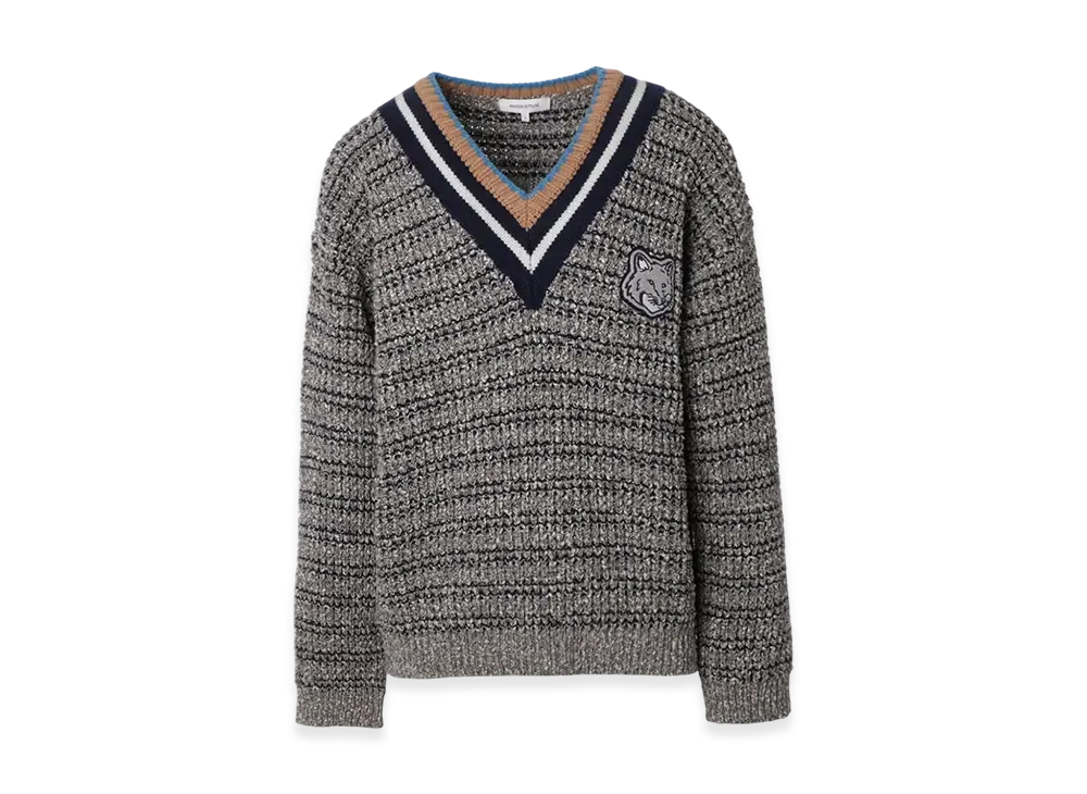 Maison Kitsune Bold Fox Head Crafty Comfort Jumper "Black/White/Beige"