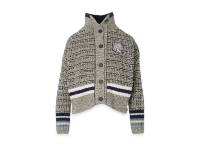 Maison Kitsune Fox Head Crafty Coatigan "Black/White"