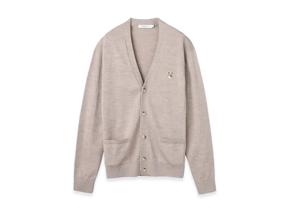 Maison Kitsune Fox Head Patch Classic Cardigan "Beige Melange"