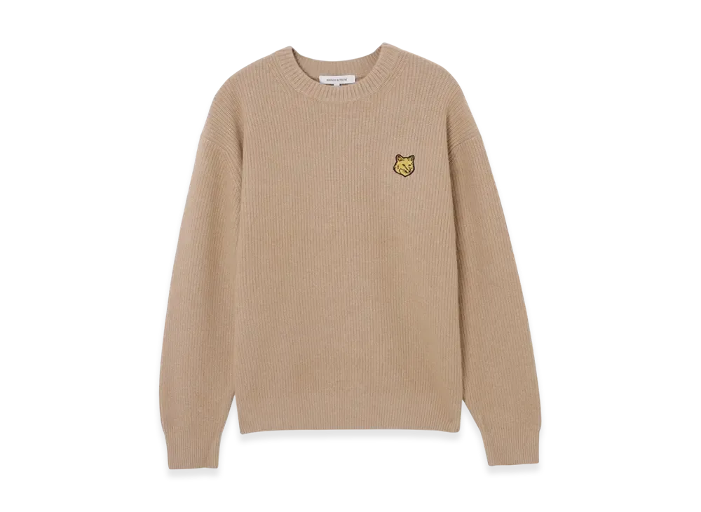 Maison Kitsune Bold Fox Head Patch Comfort Ribbed Jumper "Beige Melange"