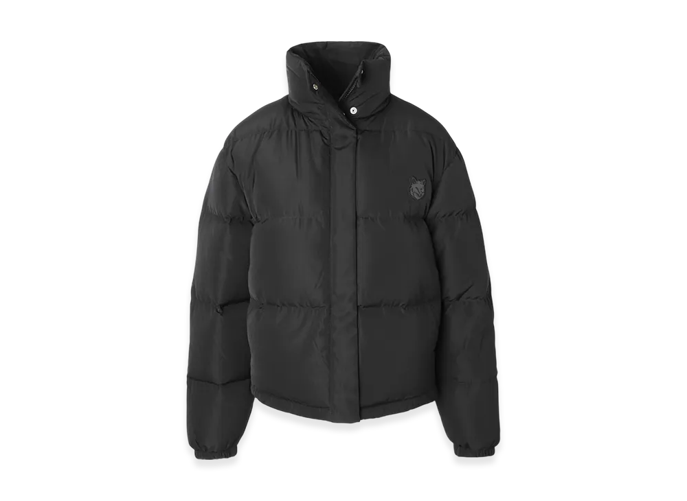 Maison Kitsune Cropped Puffer In Nylon With Bold Fox Head Patch "Black"