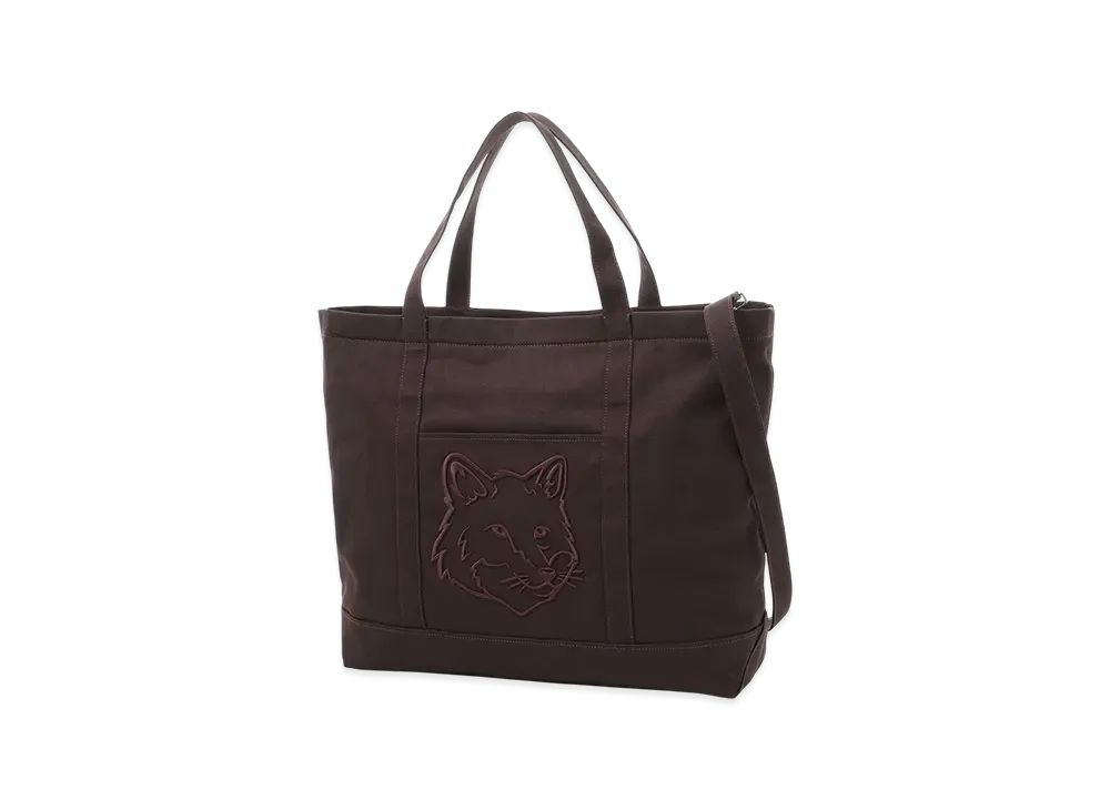 Maison Kitsune 2Way Bold Fox Head XXL Tote Bag "Pecan Brown"