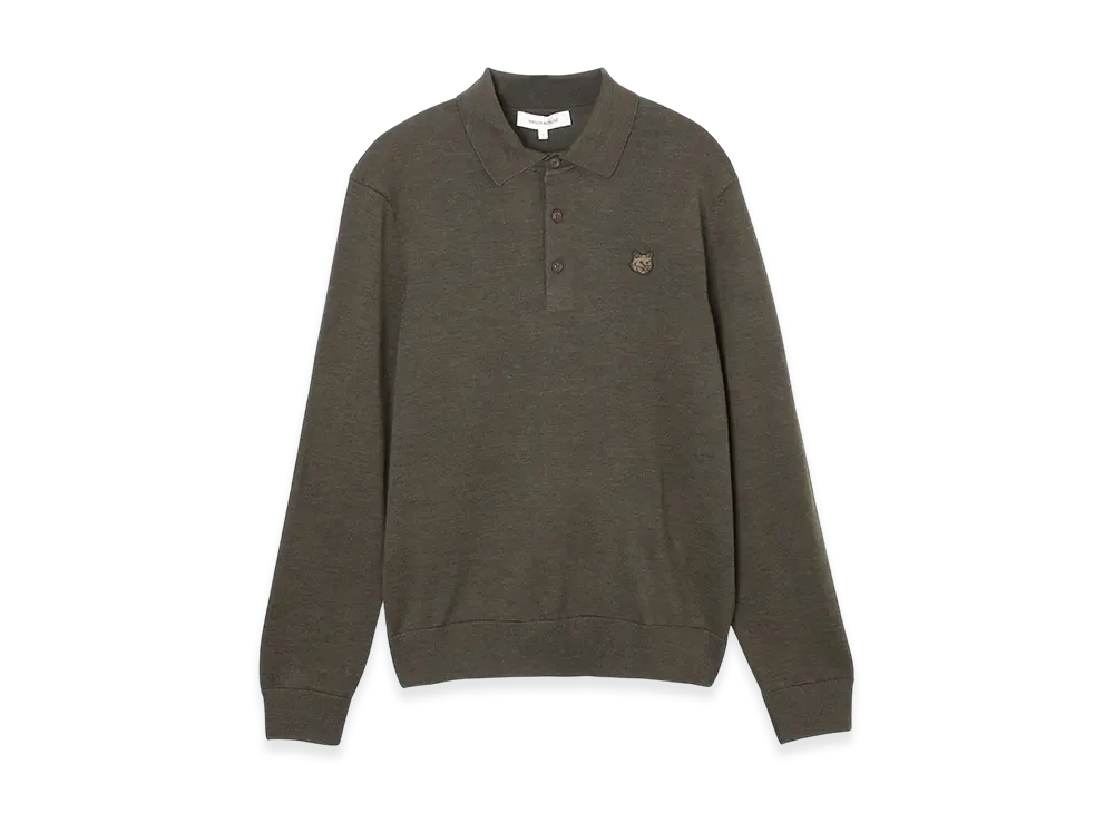 Maison Kitsune Fox Head Patch Polo Jumper "Khaki"