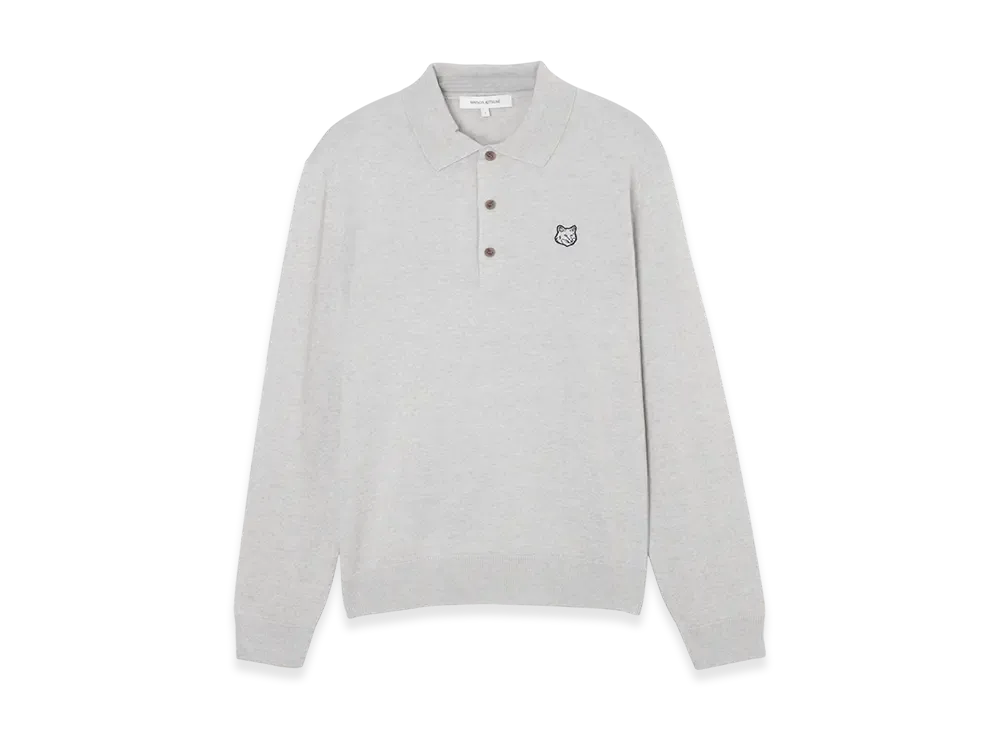 Maison Kitsune Fox Head Patch Polo Jumper "Light Gray"