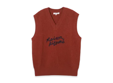 Maison Kitsune Handwriting Oversize Vest "Burnt Red"