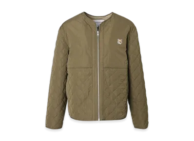Maison Kitsune Quilted Blouson In Nylon With Institutional Fox Head Patch "Khaki"