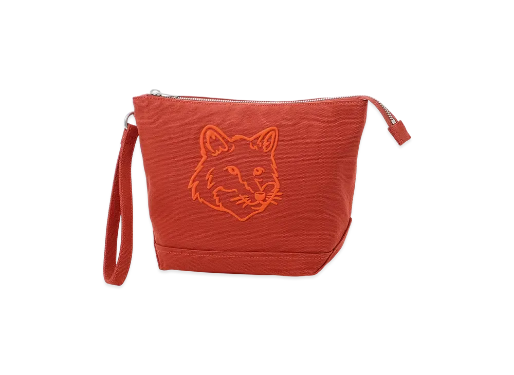 Maison Kitsune Bold Fox Head Zipped Pouch "Burnt Red"