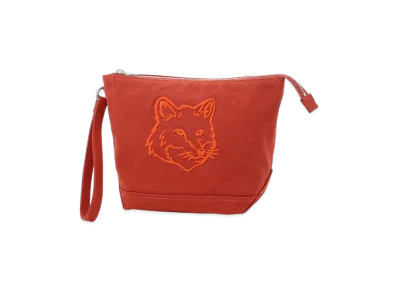 Maison Kitsune Bold Fox Head Zipped Pouch "Burnt Red"