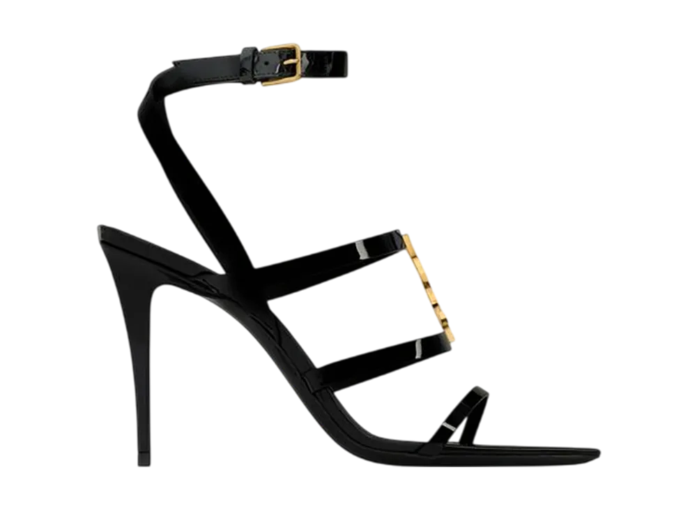 サンローラン ウィメンズ カサンドラ サンダル パテントレザー "ブラック"