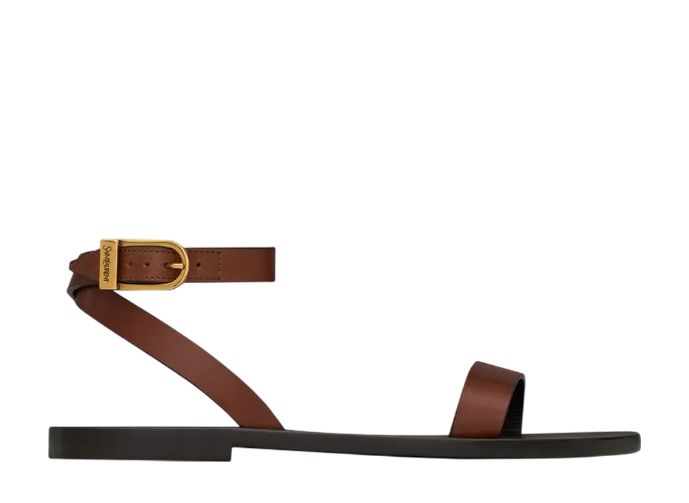 サンローラン ウィメンズ サハラ サンダル スムースレザー "コニャック"